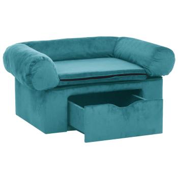 Hundesofa mit Speicher Türkis 75 x 50 x 38cm Plüsch