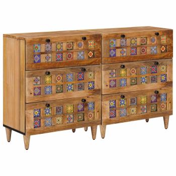 ARDEBO.de - Sideboard 2 pcs Natur 60 x 33 x 75 cm Massivholz Mango