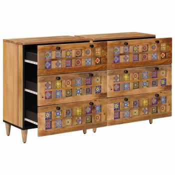 Sideboard 2 pcs Natur 60 x 33 x 75 cm Massivholz Mango