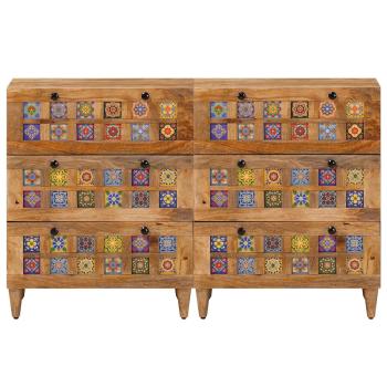 Sideboard 2 pcs Natur 60 x 33 x 75 cm Massivholz Mango