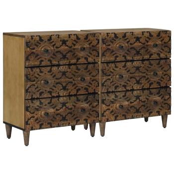 ARDEBO.de - Sideboard 2 pcs Braun 60 x 33,5 x 75 cm Massivholz Mango