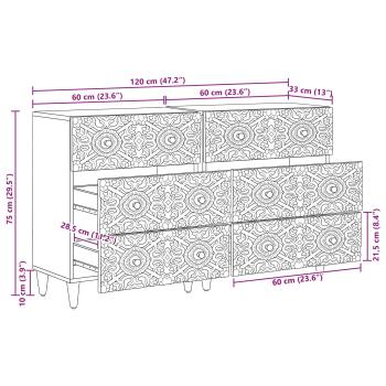 Sideboard 2 pcs Braun 60 x 33,5 x 75 cm Massivholz Mango