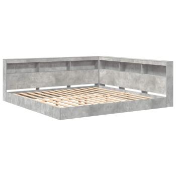 Bücherregal-Bett mit Regal Betongrau 180 x 200 cm Holzwerkstoff