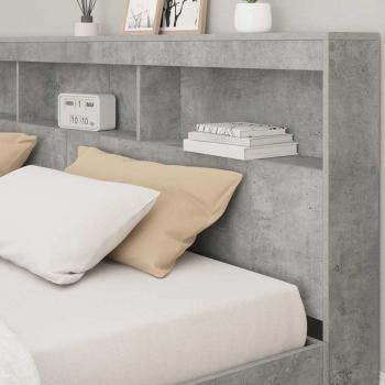 Bücherregal-Bett mit Regal Betongrau 180 x 200 cm Holzwerkstoff