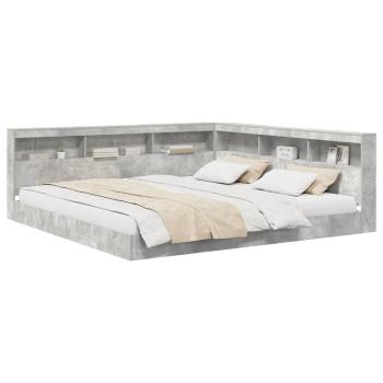 Bücherregal-Bett mit Regal Betongrau 180 x 200 cm Holzwerkstoff