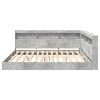 Bücherregal-Bett mit Regal Betongrau 180 x 200 cm Holzwerkstoff