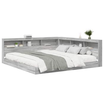 Bücherregal-Bett Grau Sonoma 180 x 200 cm Holzwerkstoff