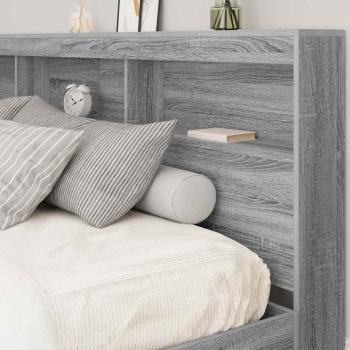 Bücherregal-Bett Grau Sonoma 180 x 200 cm Holzwerkstoff