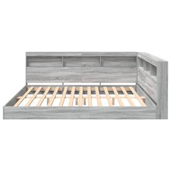 Bücherregal-Bett Grau Sonoma 180 x 200 cm Holzwerkstoff