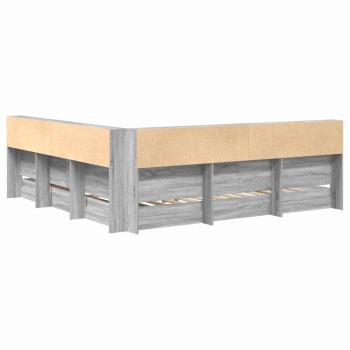 Bücherregal-Bett Grau Sonoma 180 x 200 cm Holzwerkstoff
