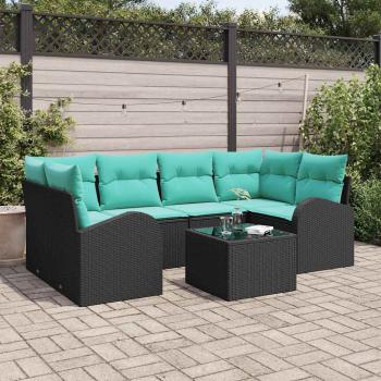 ARDEBO.de - Gartensofa-set 7 stk. 6-Sitzanzahl Schwarz und Türkis