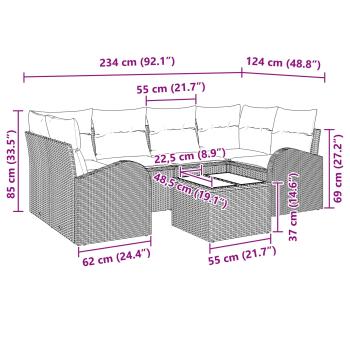 Gartensofa-set 7 stk. 6-Sitzanzahl Schwarz und Türkis