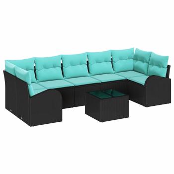 Gartensofa-set 8 stk. 7-Sitzanzahl Schwarz und Türkis