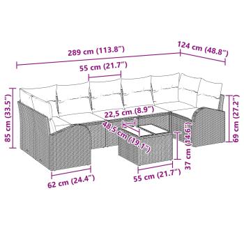 Gartensofa-set 8 stk. 7-Sitzanzahl Schwarz und Türkis