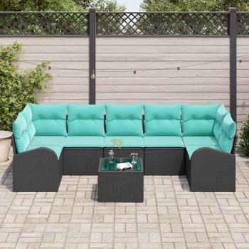 Gartensofa-set 8 stk. 7-Sitzanzahl Schwarz und Türkis