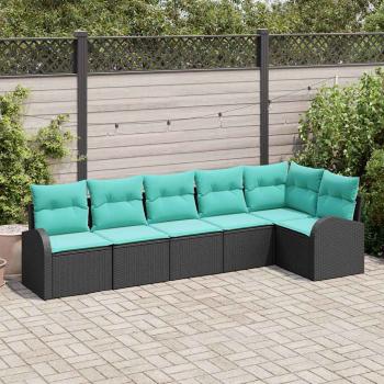 ARDEBO.de - Gartensofa-set 6 Stk. Schwarz und Türkis Poly-Rattan