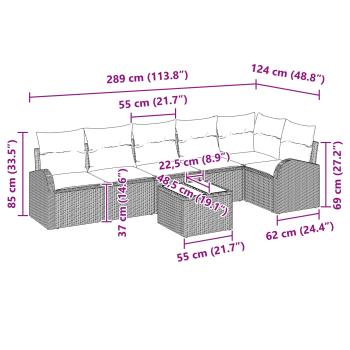Gartensofa-set 7 Stk. Schwarz und Türkis Poly-Rattan