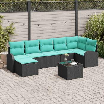 ARDEBO.de - Sofa Set 8 Stk. Schwarz und Türkis Poly-Rattan