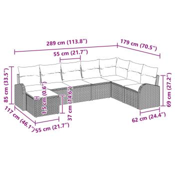 Sofa Set 8 Stk. Schwarz und Türkis Poly-Rattan
