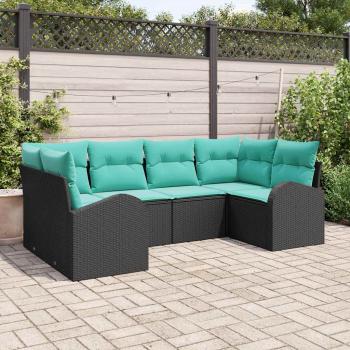 ARDEBO.de - Gartensofa-set 6 Stk. Schwarz und Türkis Poly-Rattan