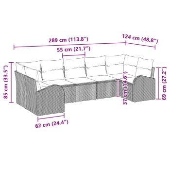 Gartensofa-set 7 Stk. Schwarz und Türkis Poly-Rattan