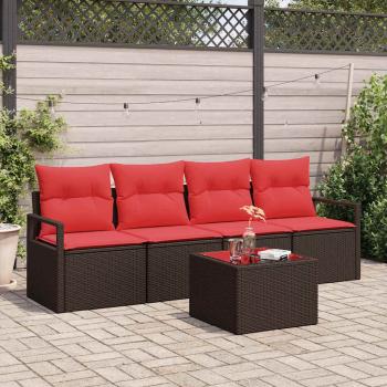 ARDEBO.de - Sofa Set 5 stk. 4-Sitzanzahl Beige und Rot Poly-Rattan