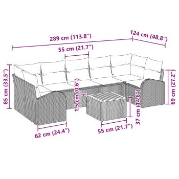 Gartensofa-set 8 Stk. Schwarz und Türkis Poly-Rattan