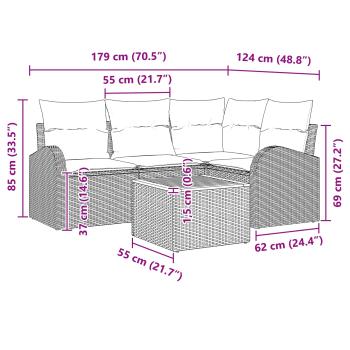 Gartensofa-set 5 Stk. Schwarz und Türkis Poly-Rattan