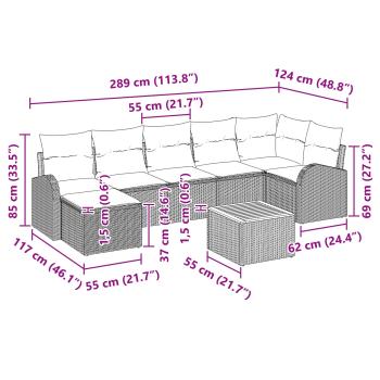 Gartensofa-set 8 Stk. Schwarz und Türkis Poly-Rattan
