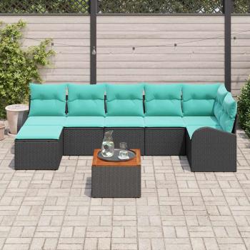 Gartensofa-set 8 Stk. Schwarz und Türkis Poly-Rattan