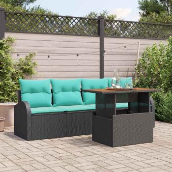 ARDEBO.de - Garten-Sofa-Set 5 Stk. Schwarz Poly Rattan