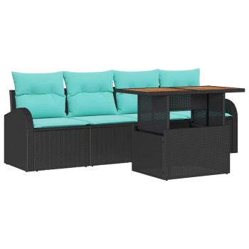 Garten-Sofa-Set 5 Stk. Schwarz Poly Rattan