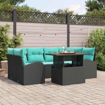 ARDEBO.de - Garten-Sofa-Set 7 Stk. Schwarz Poly Rattan