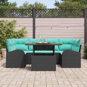 Garten-Sofa-Set 7 Stk. Schwarz Poly Rattan