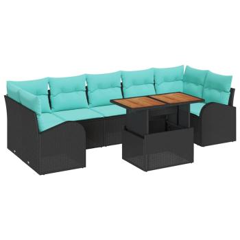 Garten-Sofa-Set 8 Stk. Schwarz Poly Rattan