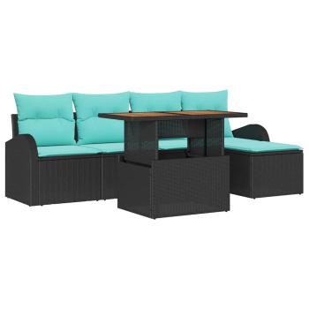 Garten-Sofa-Set 6 Stk. Schwarz Poly Rattan