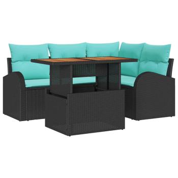 Garten-Sofa-Set 5 Stk. Schwarz Poly Rattan