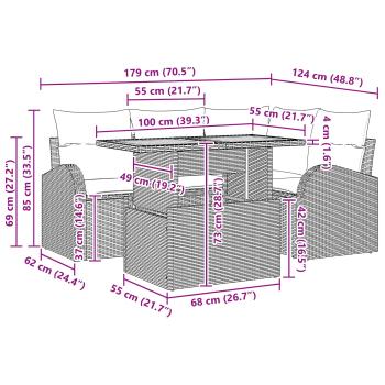 Garten-Sofa-Set 5 Stk. Schwarz Poly Rattan