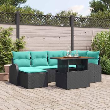 ARDEBO.de - Garten-Sofa-Set 7 Stk. Schwarz Poly Rattan