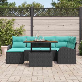 Garten-Sofa-Set 7 Stk. Schwarz Poly Rattan