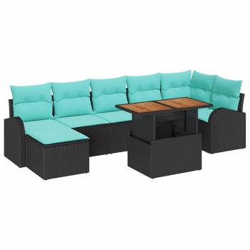 Garten-Sofa-Set 8 Stk. Schwarz Poly Rattan