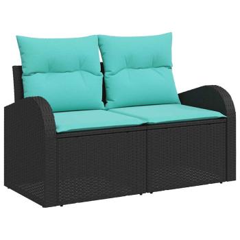 Garten-Sofa-Set 11 stk. Schwarz Poly Rattan