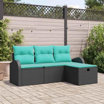 ARDEBO.de - Gartensofa-set 4 Stk. Schwarz Poly-Rattan
