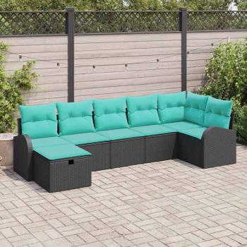 ARDEBO.de - Gartensofa-set 7 Stk. Schwarz Poly-Rattan