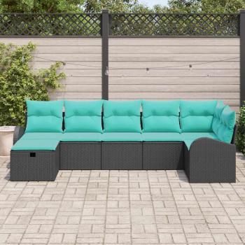 Gartensofa-set 7 Stk. Schwarz Poly-Rattan
