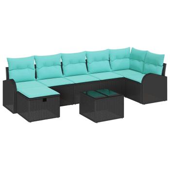 Gartensofa-set 8 Stk. Schwarz Poly-Rattan