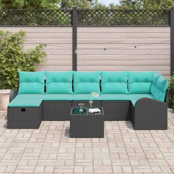 Gartensofa-set 8 Stk. Schwarz Poly-Rattan
