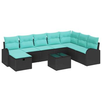 Gartensofa-set 9 Stk. Schwarz Poly-Rattan