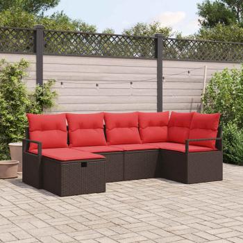 ARDEBO.de - Gartensofa-set mit Kissen mit Speicher 6 pcs Braun Poly-Rattan