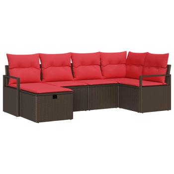 Gartensofa-set mit Kissen mit Speicher 6 pcs Braun Poly-Rattan